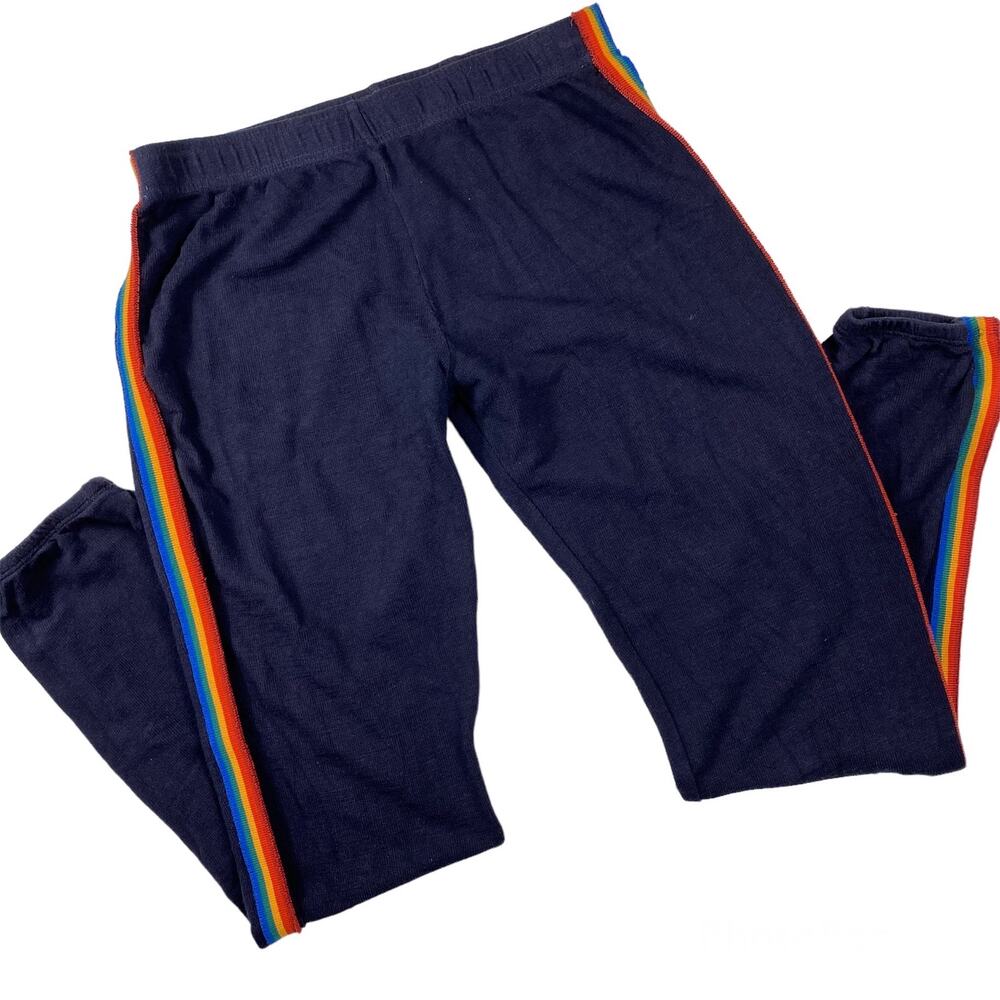 MONROW Rainbow Stripe Joggers Sweat Pants in Neptune Womens Sm HB0128-27 - Picture 3 of 8